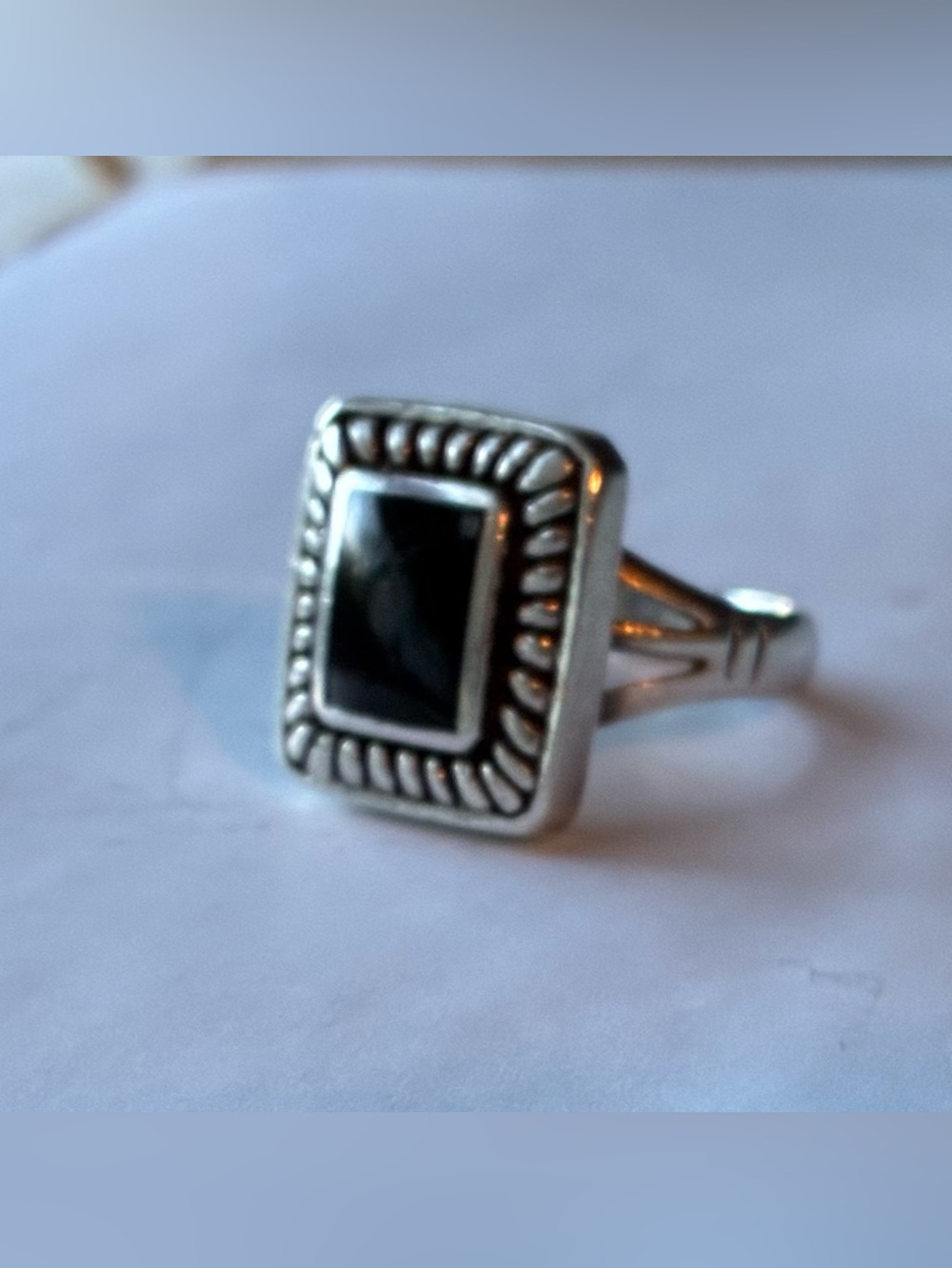 Vintage Pre-1968 Italian 925 Sterling Silver Black Onyx Statement Ring